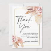 Boho Pampas Grass Lijst Baby shower bedankje Kaart (Voorkant)