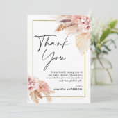 Boho Pampas Grass Lijst Baby shower bedankje Kaart (Staand voorkant)