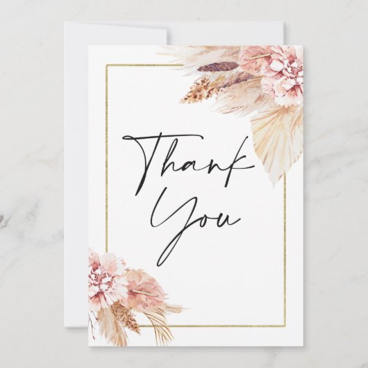 Boho Pampas Grass Lijst Baby shower bedankje Kaart (Achterkant)