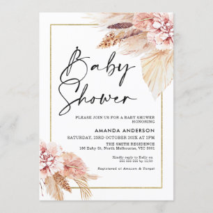 Boho Pampas Grass Lijst Baby shower Kaart