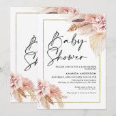 Boho Pampas Grass Lijst Baby shower Uitnodiging (Voorkant / Achterkant)