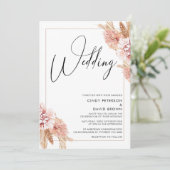 Boho Pampas Grass Lijst Calligraphy Wedding Kaart (Staand voorkant)