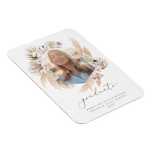 Boho Pampas Grass Lijst Foto Afstuderen Magneet (Rechterzijde)