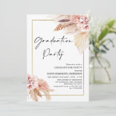 Boho Pampas Grass Lijst Graduation Party Kaart (Staand voorkant)