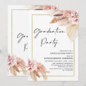 Boho Pampas Grass Lijst Graduation Party Kaart (Voorkant / Achterkant)