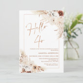 Boho Pampas Grass Lijst Hallo 40e verjaardag Kaart (Staand voorkant)