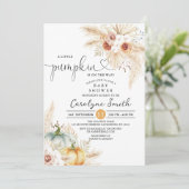 Boho Pampas Grass Little Pumpkin Baby shower Kaart (Staand voorkant)