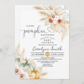 Boho Pampas Grass Little Pumpkin Baby shower Kaart (Voorkant / Achterkant)