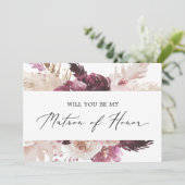 Boho Pampas Grass Matron of Honor proposal Kaart (Staand voorkant)
