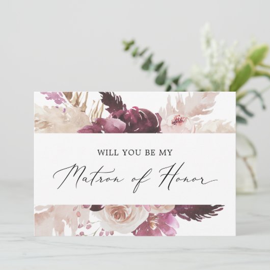 Boho Pampas Grass Matron of Honor proposal Kaart (Staand voorkant)