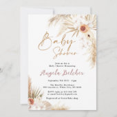 Boho pampas Grass Meisje Baby shower Kaart (Voorkant)