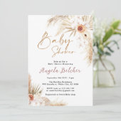 Boho pampas Grass Meisje Baby shower Kaart (Staand voorkant)