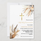 Boho Pampas Grass Meisje Eerste Heilige Communie Kaart (Voorkant)