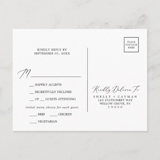 Boho Pampas Grass Menu RSVP Briefkaart (Achterkant)