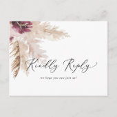 Boho Pampas Grass Menu RSVP Briefkaart (Voorkant)