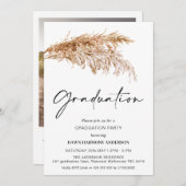 Boho Pampas Grass met Foto GraduPartij Kaart (Voorkant / Achterkant)