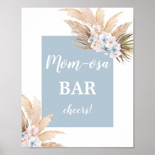 Boho Pampas Grass Mimosa Bar Boy Poster (Voorkant)