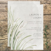 Boho Pampas Grass Minimal Modern Wedding Invite Kaart