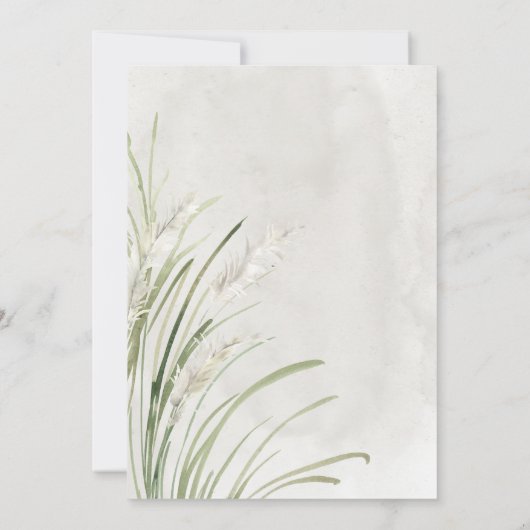 Boho Pampas Grass Minimal Modern Wedding Invite Kaart (Achterkant)