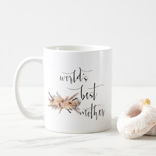 Boho Pampas Grass Minimal World's Beste moeder Koffiemok (Met donut)