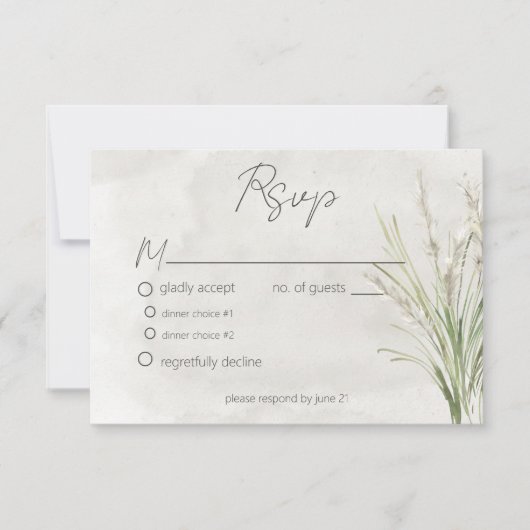 Boho Pampas Grass Minimale Moderne Response Kaart (Voorkant)
