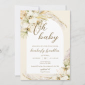 Boho Pampas Grass Modern Baby shower Invitation Kaart (Voorkant)