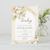 Boho Pampas Grass Modern Baby shower Invitation Kaart (Staand voorkant)