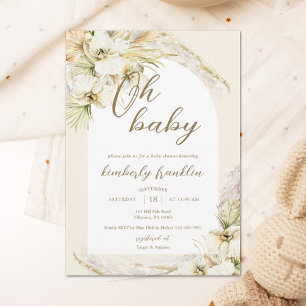 Boho Pampas Grass Modern Baby shower Invitation Kaart
