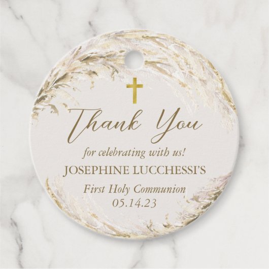 Boho Pampas Grass Modern Commune Bedankjes Labels (Voorkant)