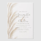 Boho Pampas Grass Moderne Boheemse bruiloft Vellum Uitnodigingen (Voorkant)
