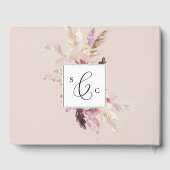 Boho Pampas Grass Monogram Ruwelijk Gastenboek (Achterkant)