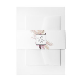 Boho Pampas Grass Monogram Weddenschap Uitnodigingen Wikkel