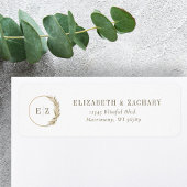 Boho Pampas Grass Monogram Wedding Return Address Etiket