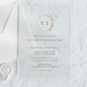 Boho Pampas Grass Monogram Wreath beige Wedding Acryl Uitnodigingen