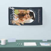 Boho Pampas Grass Navy Foto Afstuderen Banner (Beurs)