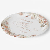 Boho Pampas Grass Neutraal Baby shower Modern Papieren Bordje (Gekanteld)