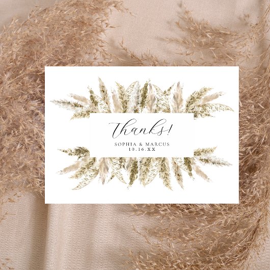 Boho Pampas Grass Neutraal Rustiek Ontwerp Wedding Bedankkaart
