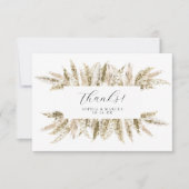 Boho Pampas Grass Neutraal Rustiek Ontwerp Wedding Bedankkaart (Voorkant)