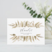 Boho Pampas Grass Neutraal Rustiek Ontwerp Wedding Bedankkaart (Staand voorkant)
