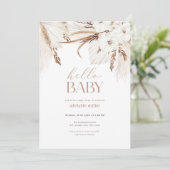 Boho Pampas Grass Neutral Baby shower Invitation Kaart (Staand voorkant)