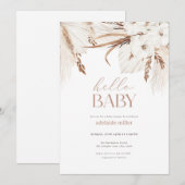 Boho Pampas Grass Neutral Baby shower Invitation Kaart (Voorkant / Achterkant)