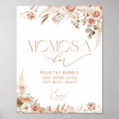 Boho Pampas Grass Neutral Baby shower Momosa Bar Poster (Voorkant)
