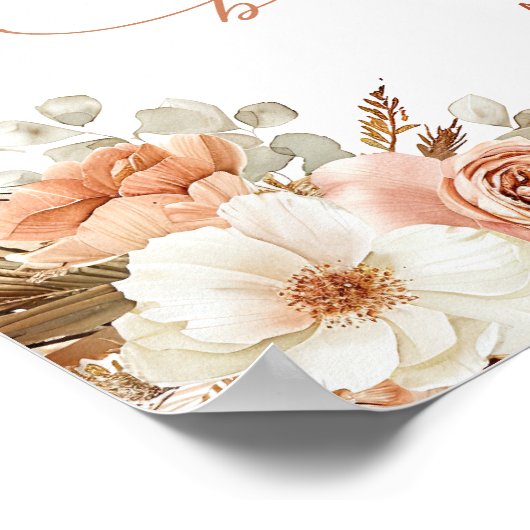 Boho Pampas Grass Neutral Baby shower Poster (Hoek)