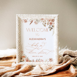 Boho Pampas Grass Neutral Baby shower Poster