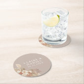 Boho Pampas Grass Neutrals Wedding Ronde Kartonnen Onderzetter (Insitu)