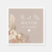 Boho Pampas Grass Neutrals Wedding Servet (Voorkant)