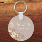 Boho Pampas Grass Neutrals Wedding Sleutelhanger (Voorkant)