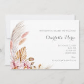 Boho Pampas Grass New Baby Foto Aankondiging (Achterkant)