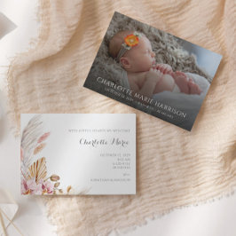 Boho Pampas Grass New Baby Foto Aankondiging
