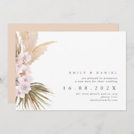 Boho Pampas Grass New Wedding Date Kaart